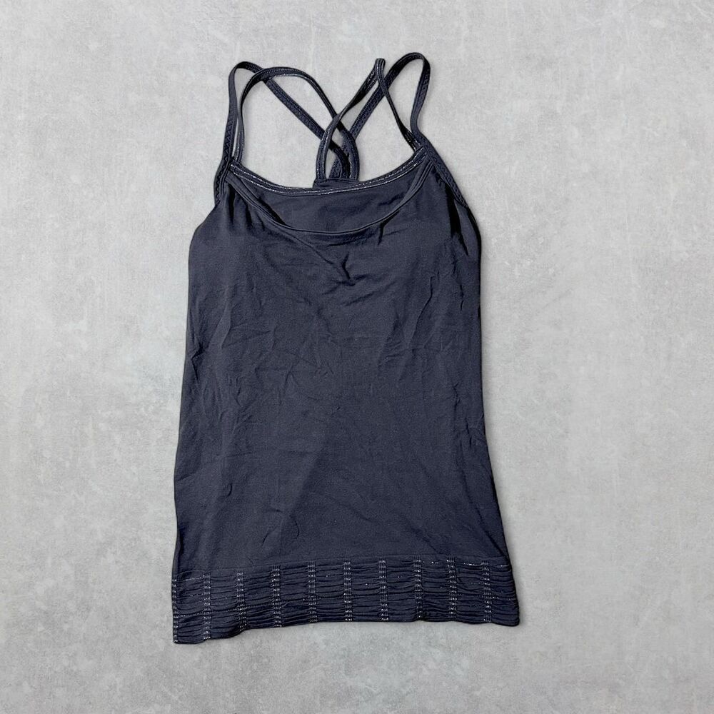 Athleta Women's Small Brown and Gold Racerback Tank Top with Shelf Bra